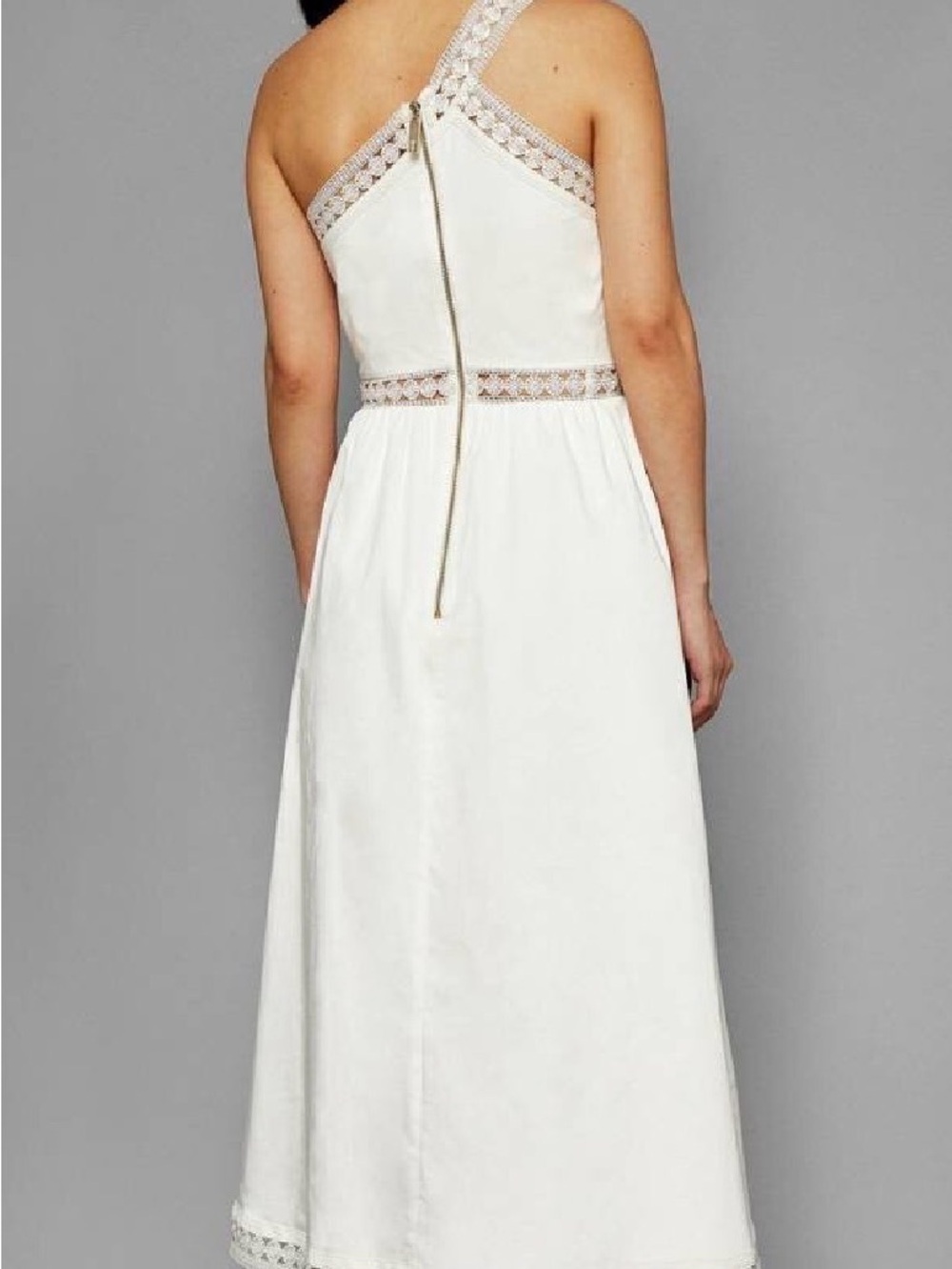 Ted Baker Off-White One-Shoulder Dress with Lace Trim - Picture 2 of 11